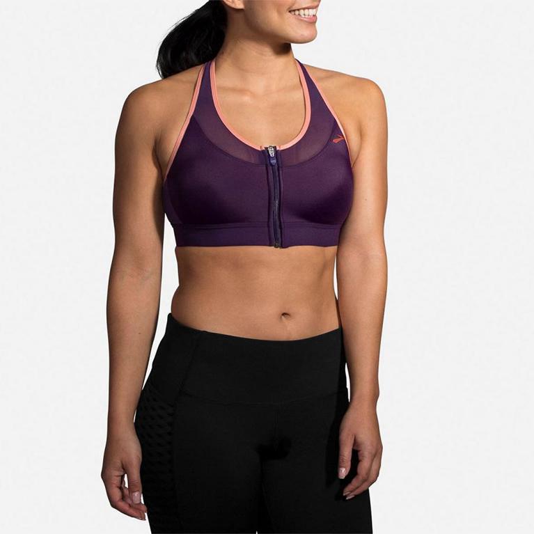 Brooks FastForward Zip Womens Running Bra - Purple - Indonesia (UZMN-36915)